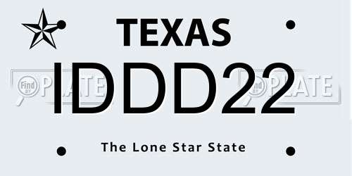 IDDD22 Texas License Plate