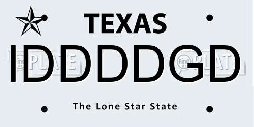 IDDDDGD Texas License Plate