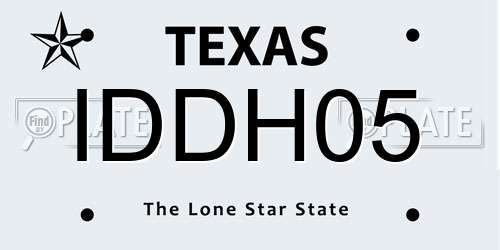 IDDH05 Texas License Plate