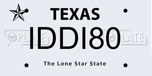 IDDI80 Texas License Plate