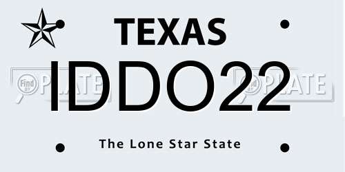 IDDO22 Texas License Plate