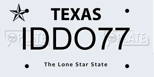 IDDO77 Texas License Plate