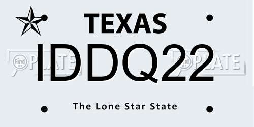 IDDQ22 Texas License Plate