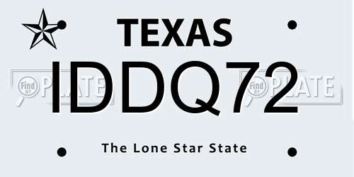 IDDQ72 Texas License Plate