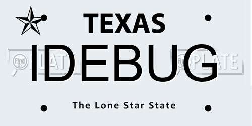 IDEBUG Texas License Plate