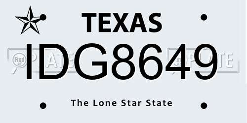 IDG8649 Texas License Plate