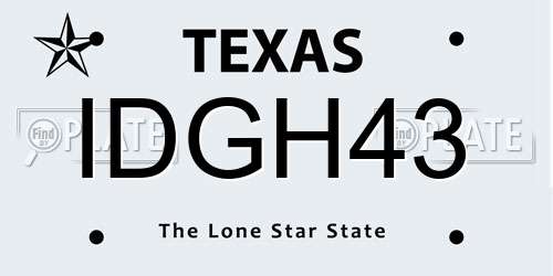 IDGH43 Texas License Plate