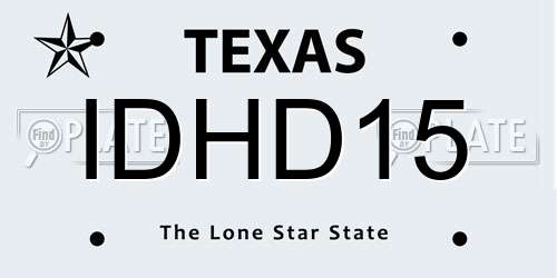 IDHD15 Texas License Plate