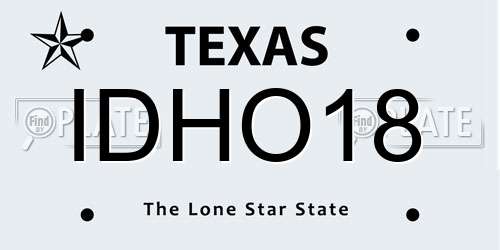 IDHO18 Texas License Plate