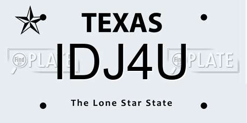 IDJ4U Texas License Plate
