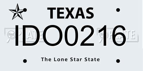 IDO0216 Texas License Plate