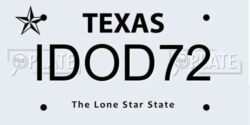 IDOD72 Texas License Plate