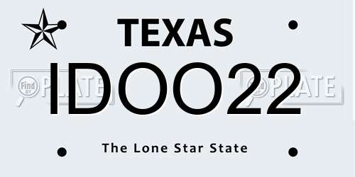 IDOO22 Texas License Plate