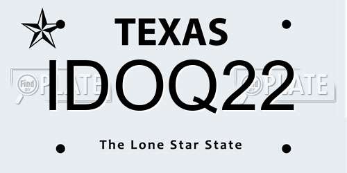 IDOQ22 Texas License Plate