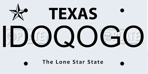 IDOQOGO Texas License Plate