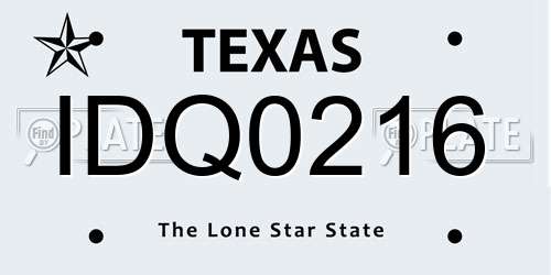 IDQ0216 Texas License Plate