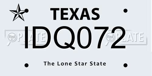 IDQ072 Texas License Plate