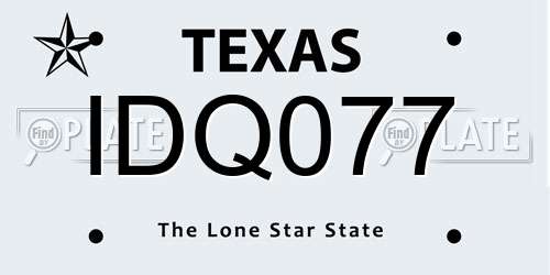 IDQ077 Texas License Plate