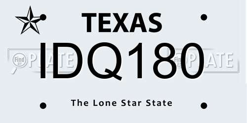 IDQ180 Texas License Plate