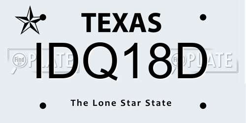 IDQ18D Texas License Plate