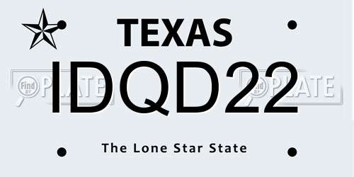 IDQD22 Texas License Plate