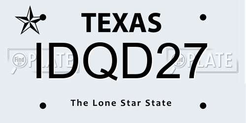 IDQD27 Texas License Plate