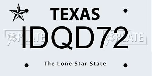 IDQD72 Texas License Plate