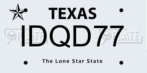IDQD77 Texas License Plate