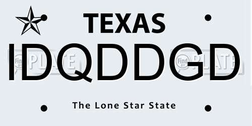 IDQDDGD Texas License Plate