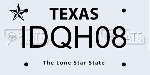 IDQH08 Texas License Plate