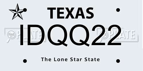 IDQQ22 Texas License Plate