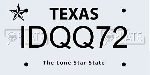 IDQQ72 Texas License Plate