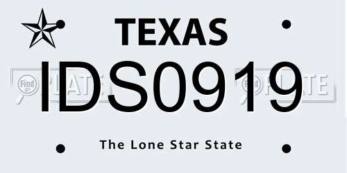 IDS0919 Texas License Plate