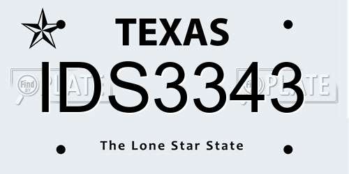 IDS3343 Texas License Plate