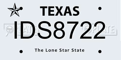 IDS8722 Texas License Plate