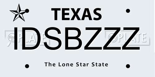 IDSBZZZ Texas License Plate