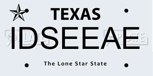 IDSEEAE Texas License Plate