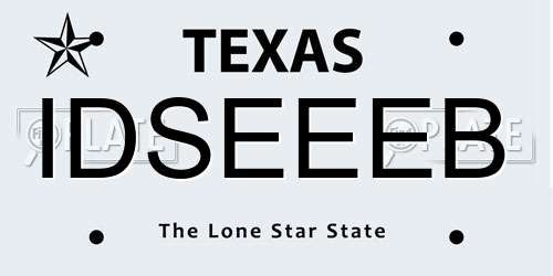 IDSEEEB Texas License Plate