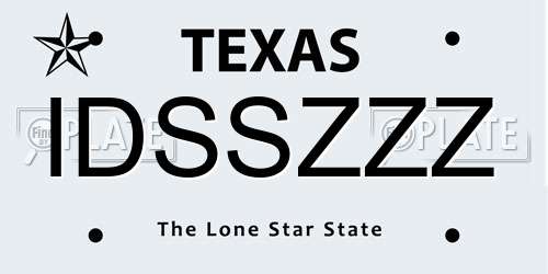 IDSSZZZ Texas License Plate