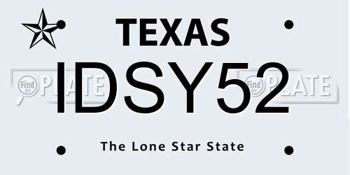 IDSY52 Texas License Plate