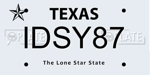 IDSY87 Texas License Plate