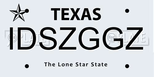IDSZGGZ Texas License Plate