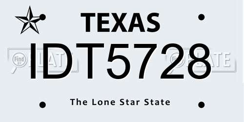 IDT5728 Texas License Plate