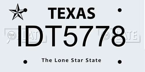 IDT5778 Texas License Plate