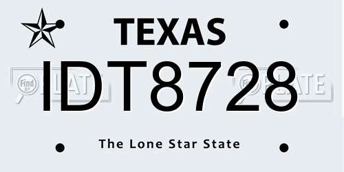 IDT8728 Texas License Plate