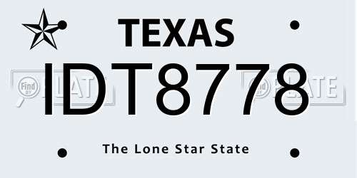 IDT8778 Texas License Plate