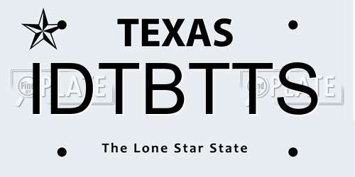 IDTBTTS Texas License Plate