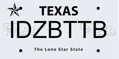 IDZBTTB Texas License Plate