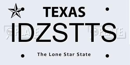IDZSTTS Texas License Plate