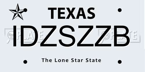 IDZSZZB Texas License Plate